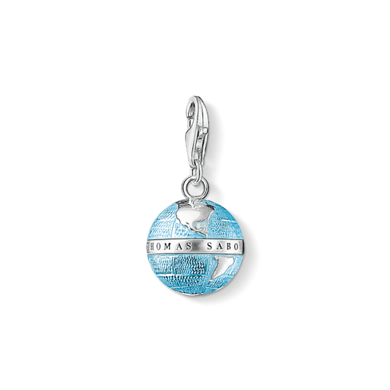 Thomas Sabo Jordkloden sølv charm med blå emalje