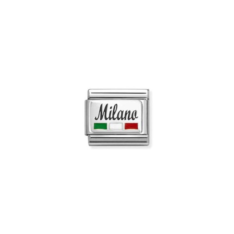 Nomination Milano  Links i stål med emalje og sølv