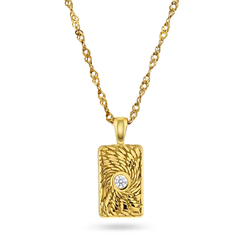 Frida Leonore Fate necklace i forgylt stål med hvit sten