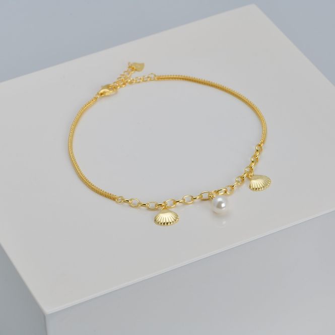 Hovedbilde Ankelkjede forgylt sølv med 3 ...