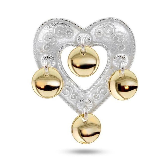 Hovedbilde Sølje hjerte, hvit m/forgylte ...