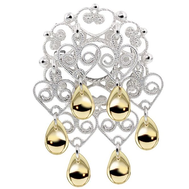 Hovedbilde Sølje, hvit m/forgylte løv