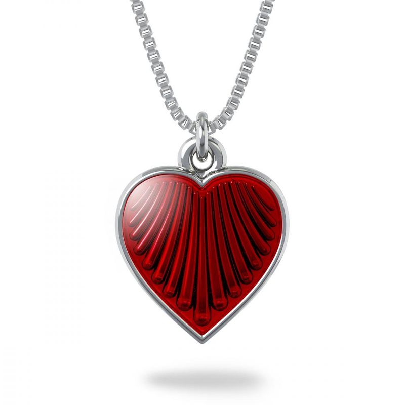 Halssmykke i sølv - Rød hjerte