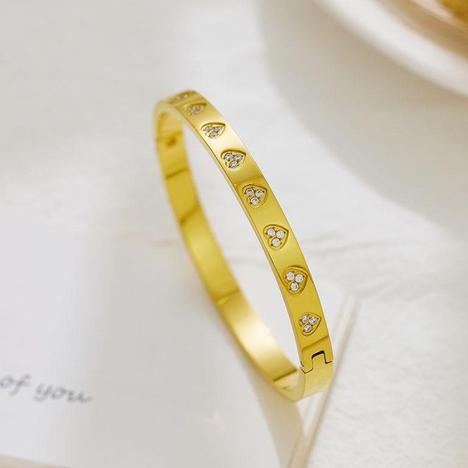 Hovedbilde Armring hjerte forgylt stål