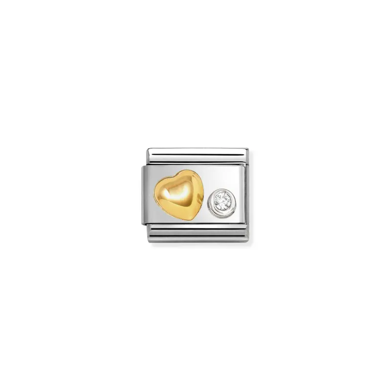 Nomination Hjerte og zirkonia i 18K gull