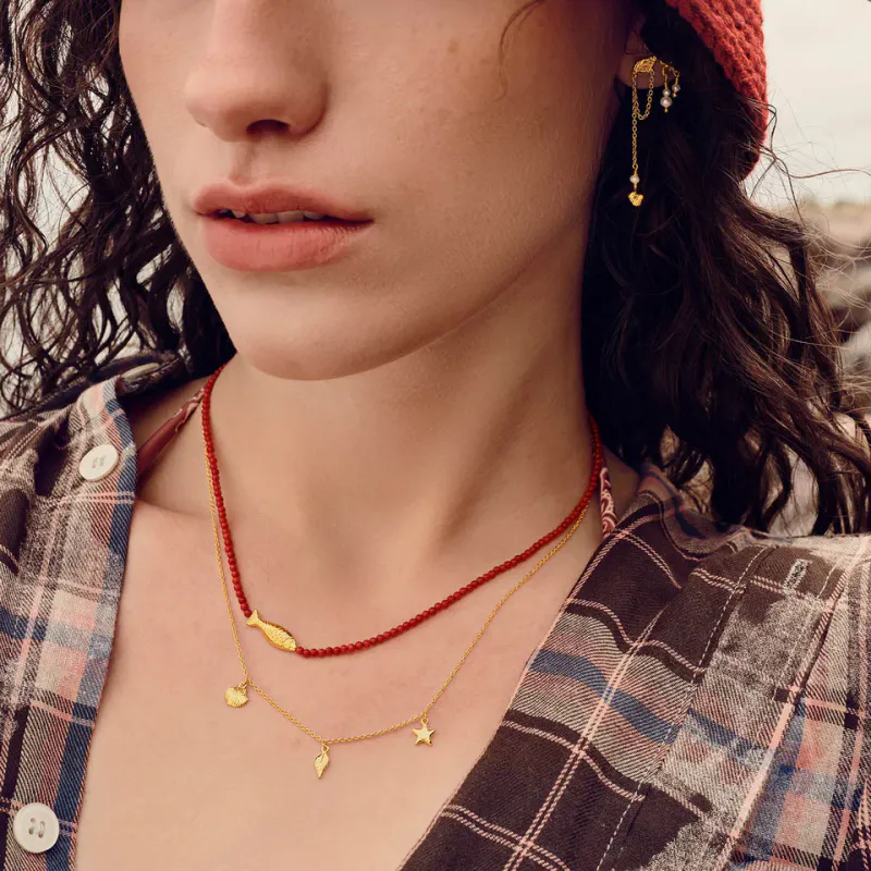 Maanesten Reef Halskjede forgylt sølv