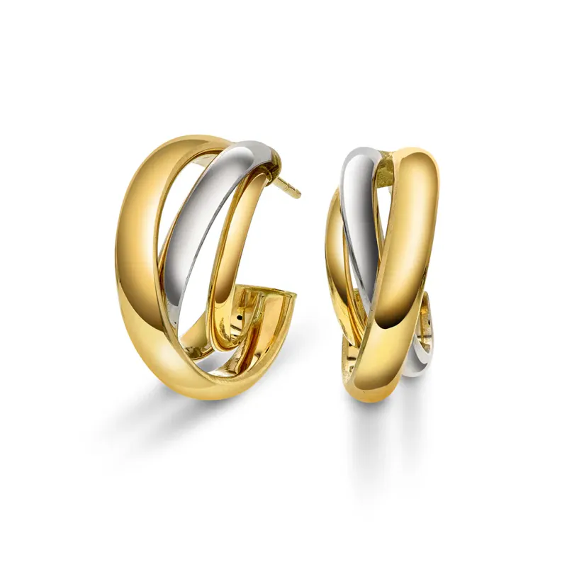 Pan Øreringer gult og hvittgull