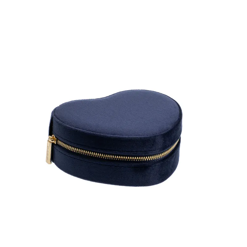 Dark Velvet Hjertesmykkeskrin Marineblå