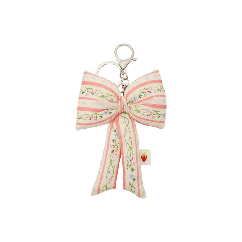 Maanesten Fabric Bow Nøkkelring Summer Stripes Peach