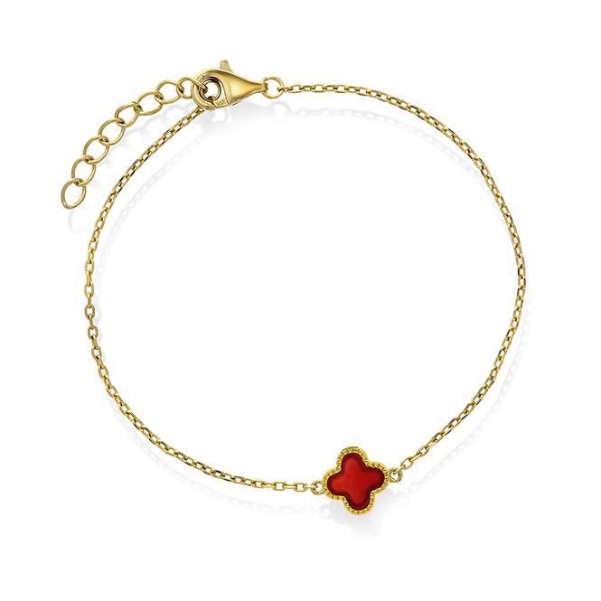 Hovedbilde Armbånd Kløver Dyp Rød Agat ...