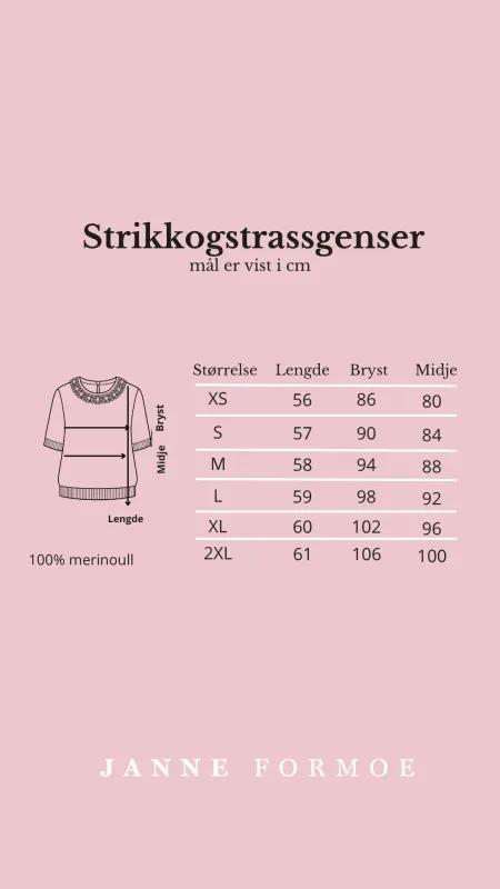 Janne Formoe Strikkogstrassgenseren Benhvit