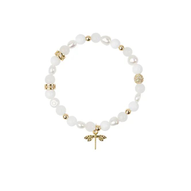 Hovedbilde DARK Stone Bead armbånd Hvit ...