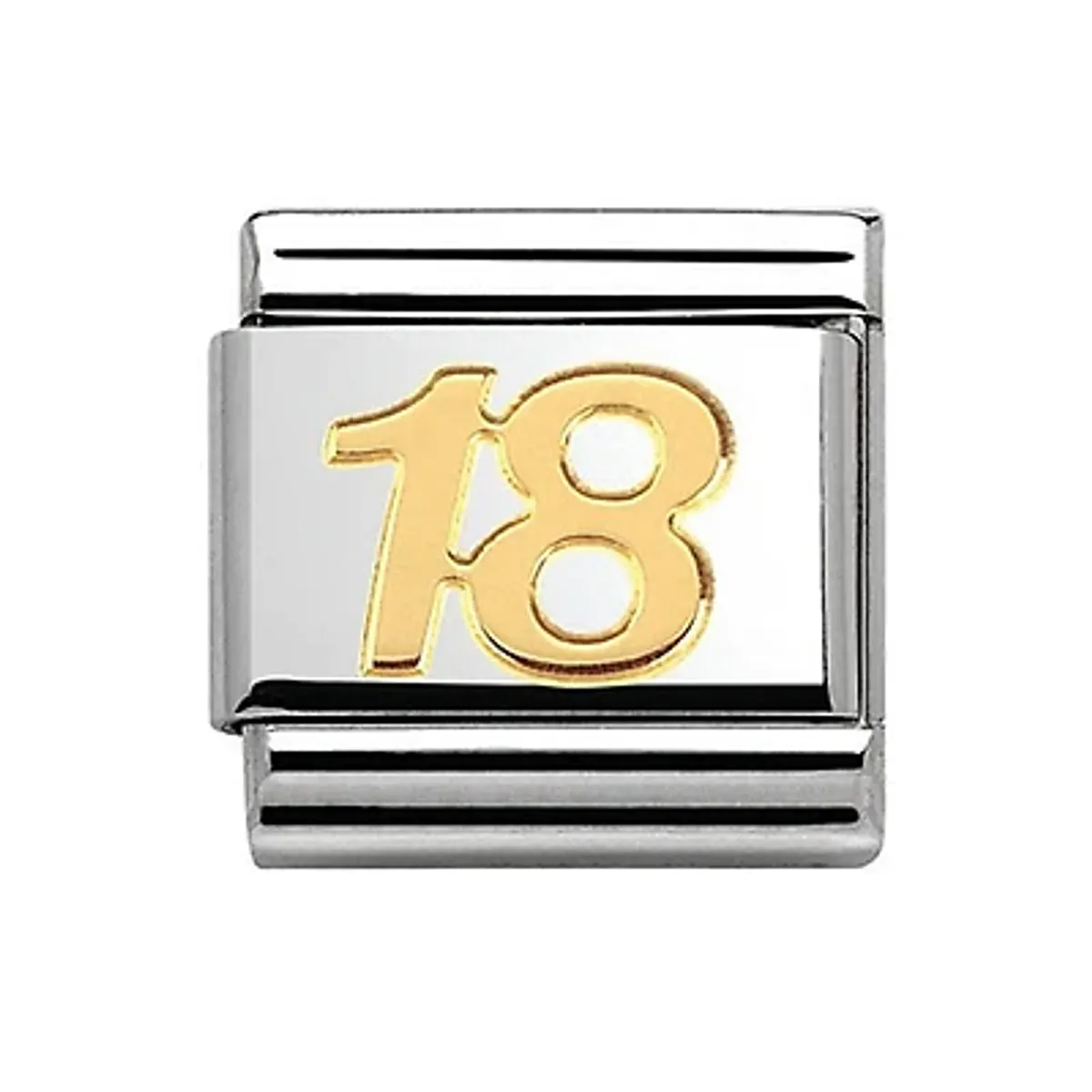 Nomination 18 Links i stål med 18K gull