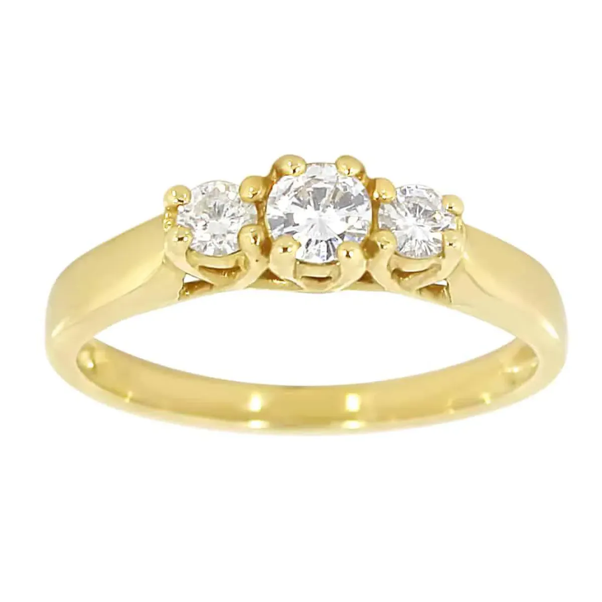 Diamantring i gult gull med tre diamanter 0,25ct TW/SI